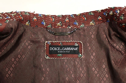 Dolce &amp; Gabbana Exclusive Boxer Print Bordeaux Skórzana Kurtka