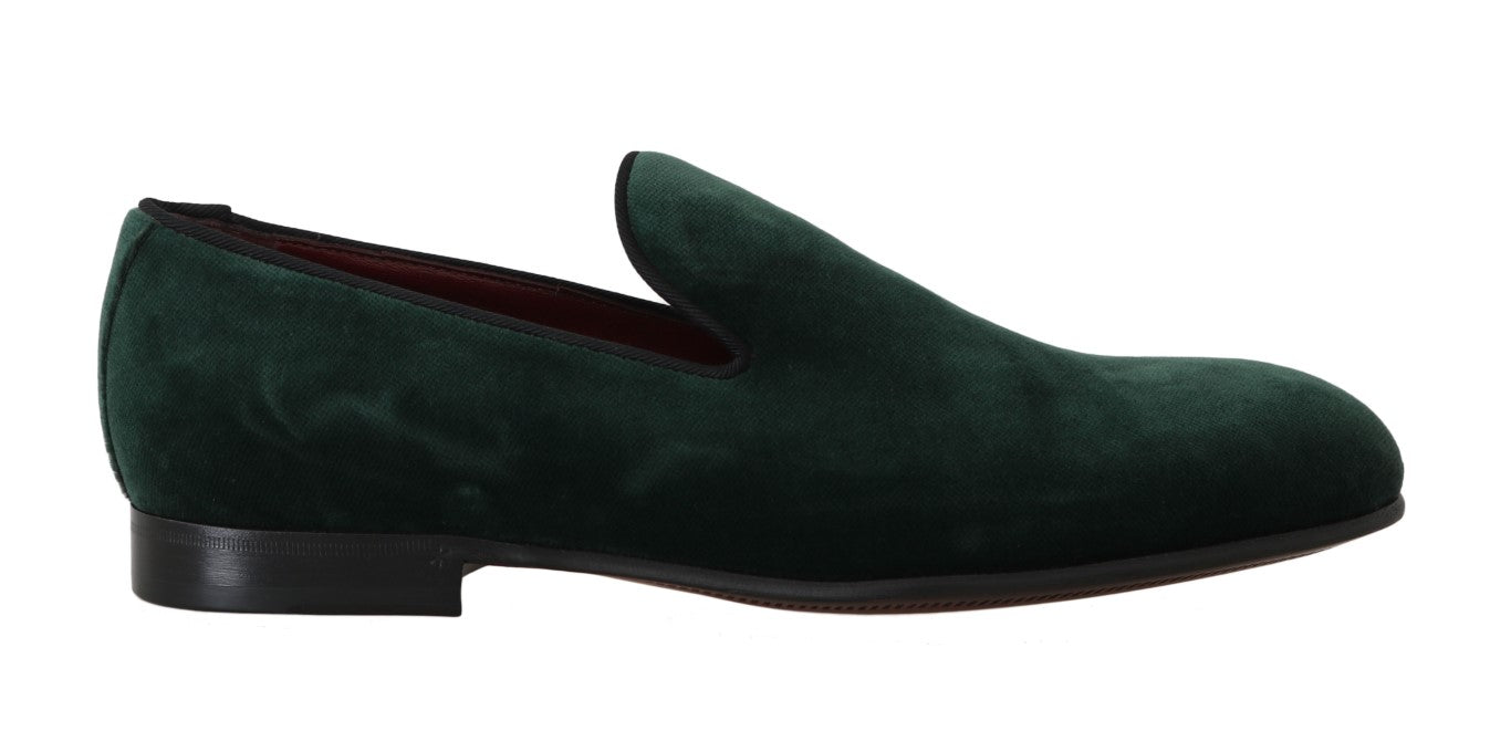 Dolce &amp; Gabbana Eleganckie Zielone Zamszowe Mokasyny Slip-On