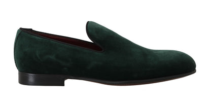 Dolce &amp; Gabbana Eleganckie Zielone Zamszowe Mokasyny Slip-On