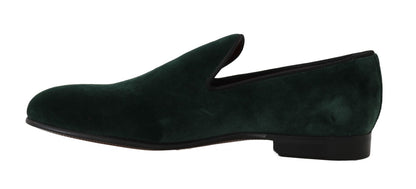 Dolce &amp; Gabbana Eleganckie Zielone Zamszowe Mokasyny Slip-On