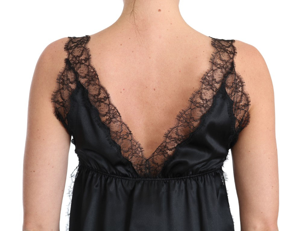 Dolce &amp; Gabbana Sultry Silk Blend Lingerie Top w kolorze czarnym