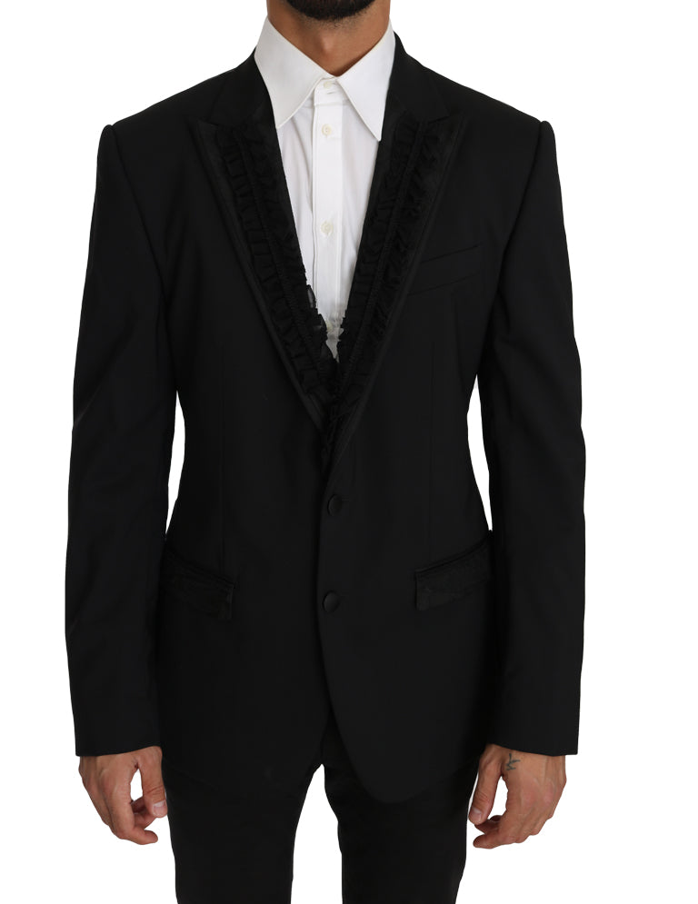 Dolce &amp; Gabbana Elegancka Czarna Slim Fit Marynarka Martini