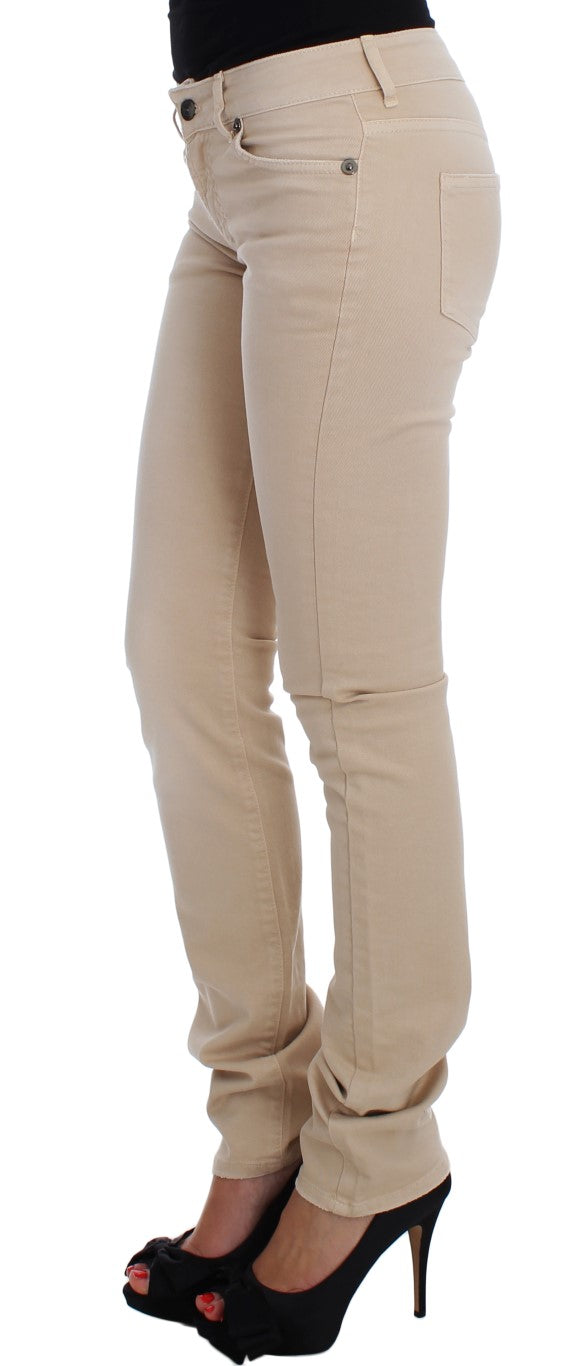 Jeansy Cavalli Beige Cotton Stretch Slim Fit