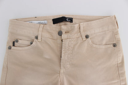 Jeansy Cavalli Beige Cotton Stretch Slim Fit