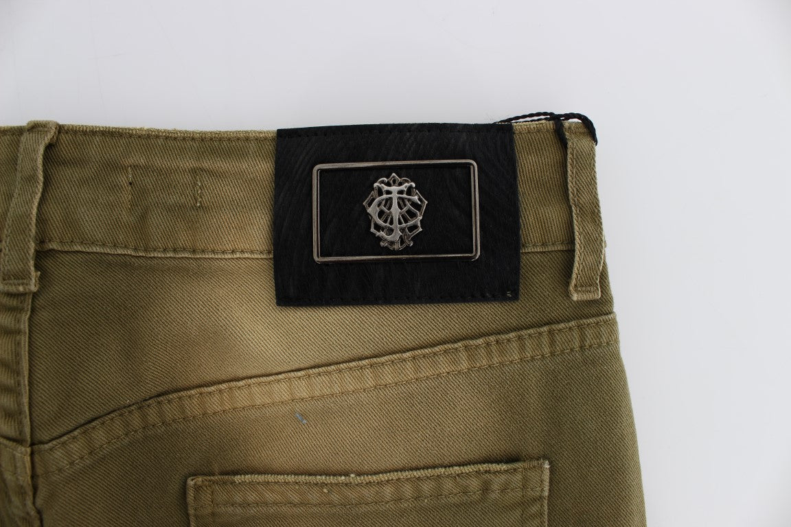 Jeansy Cavalli Green Slim Fit z bawełny Stretch