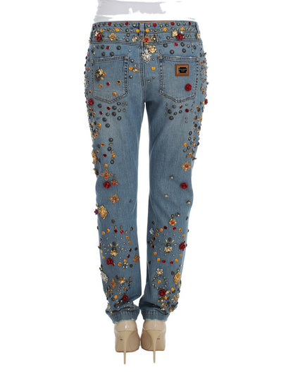 Dolce &amp; Gabbana Enchanted Sicily Crystal Heart Boyfriend Jeans