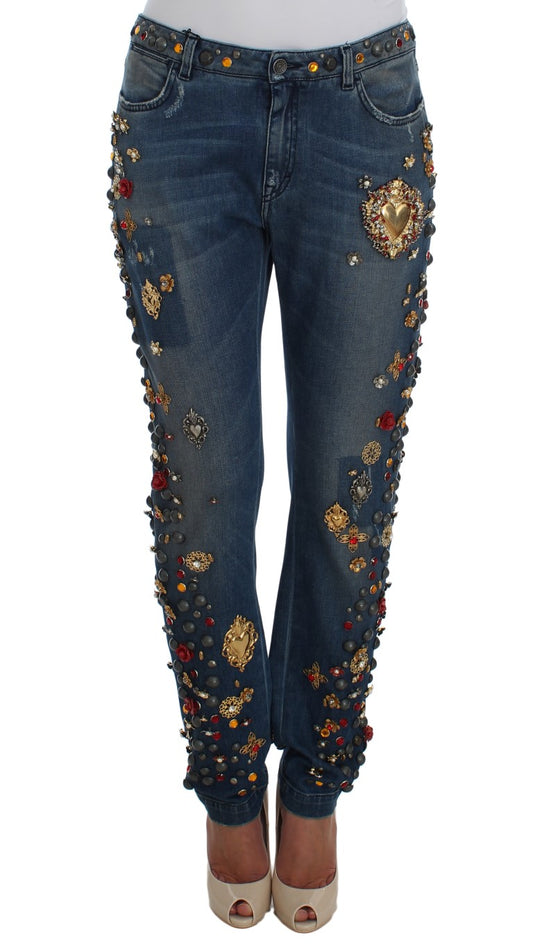 Dolce &amp; Gabbana Enchanted Sicily zdobione jeansy typu boyfriend