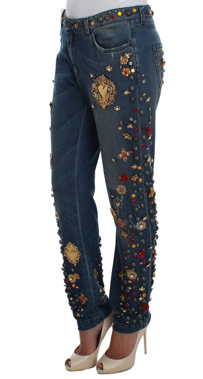 Dolce &amp; Gabbana Enchanted Sicily zdobione jeansy typu boyfriend