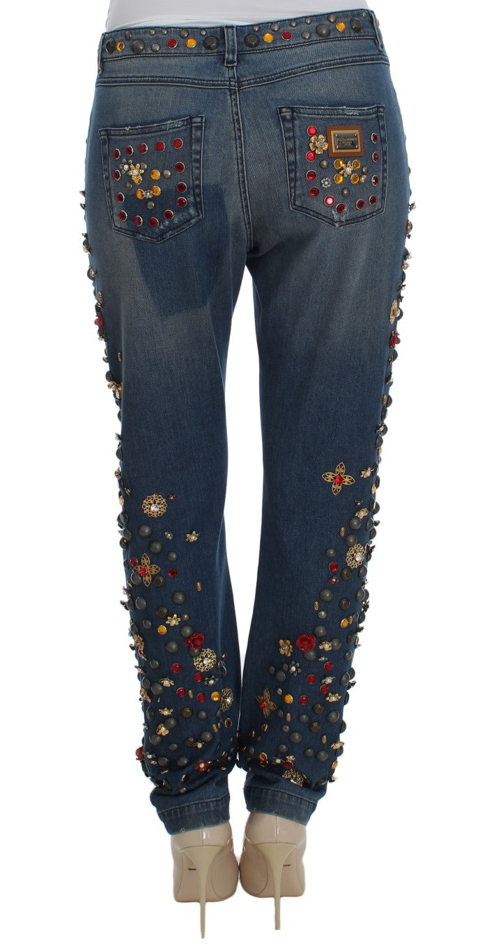 Dolce &amp; Gabbana Enchanted Sicily zdobione jeansy typu boyfriend