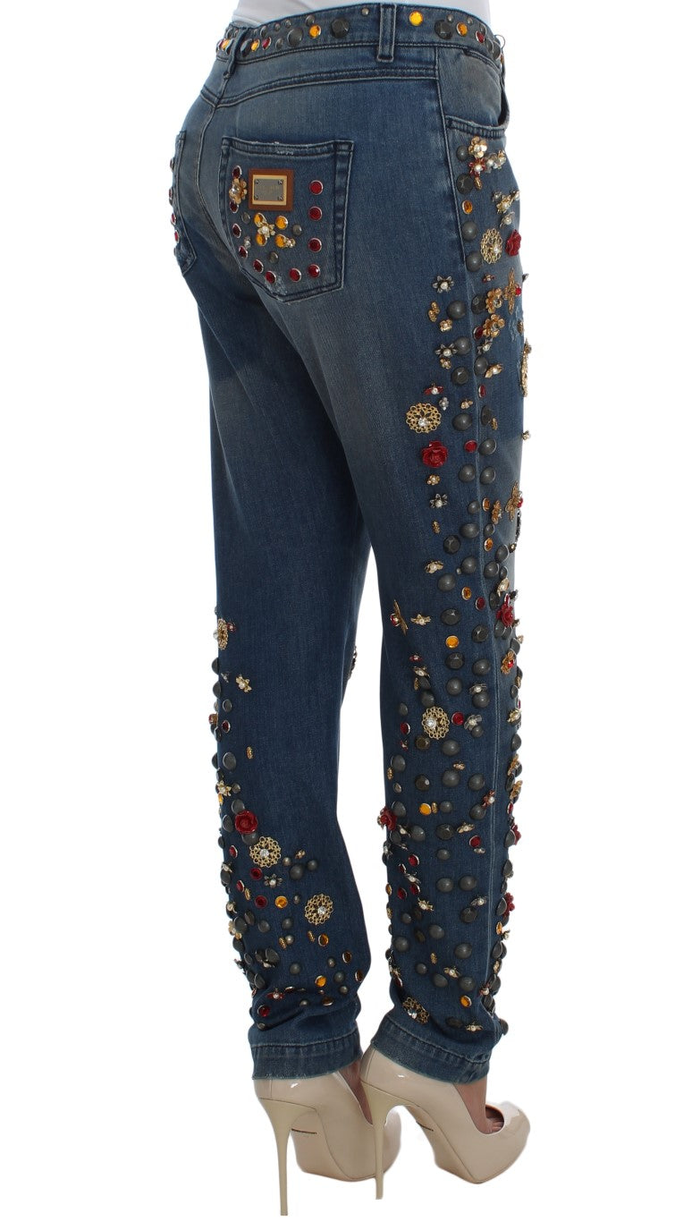 Dolce &amp; Gabbana Enchanted Sicily zdobione jeansy typu boyfriend