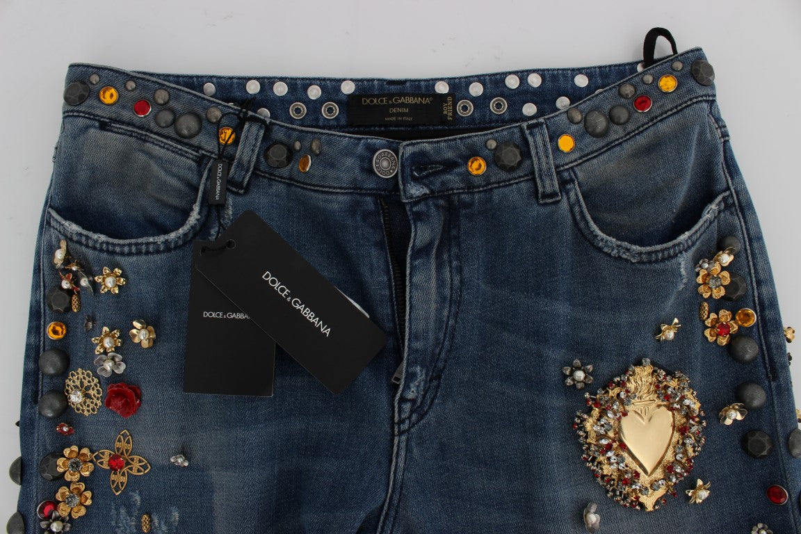 Dolce &amp; Gabbana Enchanted Sicily zdobione jeansy typu boyfriend