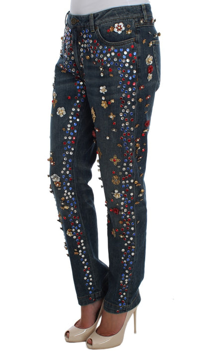 Dolce &amp; Gabbana Enchanted Sicily Crystal Heart Boyfriend Jeans