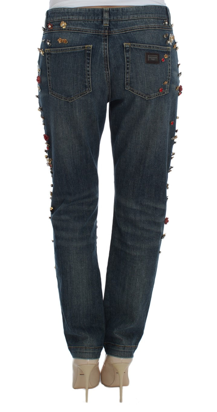 Dolce &amp; Gabbana Enchanted Sicily Crystal Heart Boyfriend Jeans