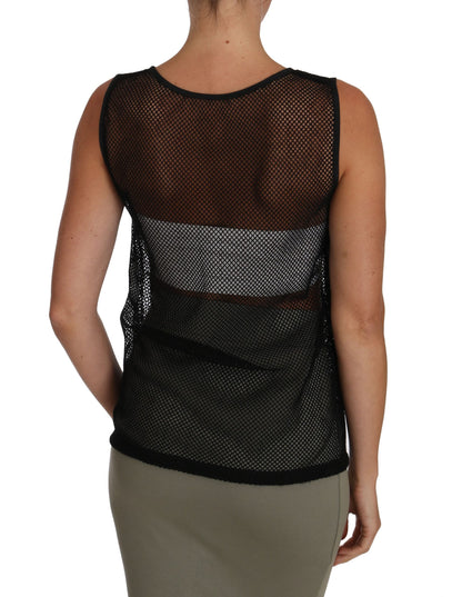 Dolce & Gabbana Elegant Black Mesh Sleeveless Blouse Top