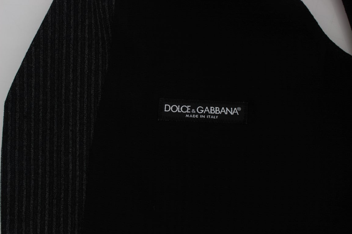 Dolce &amp; Gabbana Elegancka szara wełniana kamizelka w paski