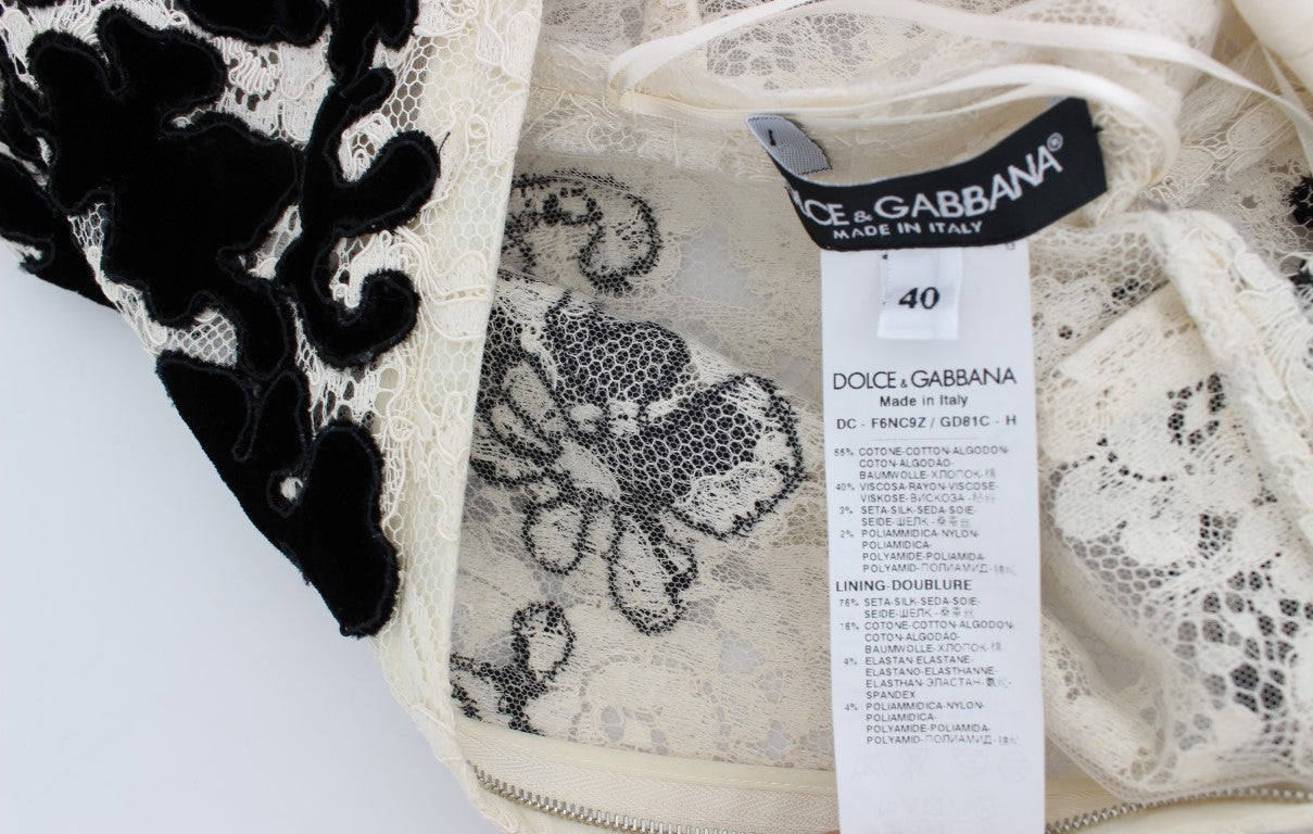 Dolce &amp; Gabbana Elegancka sukienka maxi z koronkowymi rękawami i kwiatowym wzorem