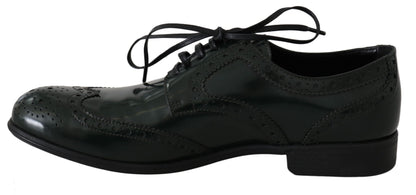 Dolce &amp; Gabbana Eleganckie Zielone Brogues Oxford Wingtip Flats