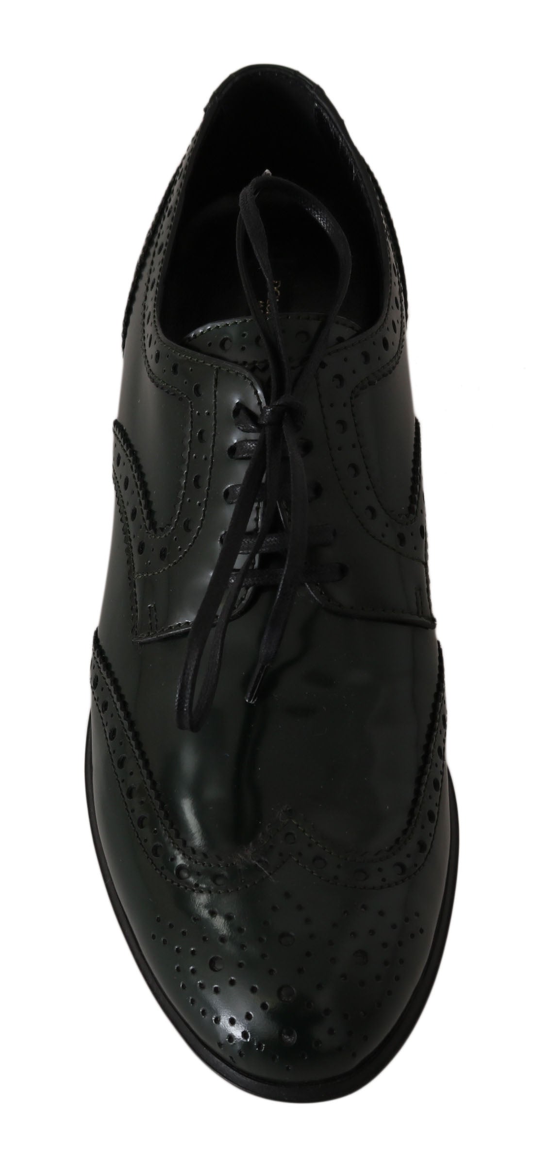 Dolce &amp; Gabbana Eleganckie Zielone Brogues Oxford Wingtip Flats