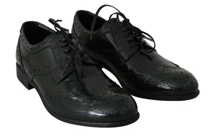 Dolce &amp; Gabbana Eleganckie Zielone Brogues Oxford Wingtip Flats