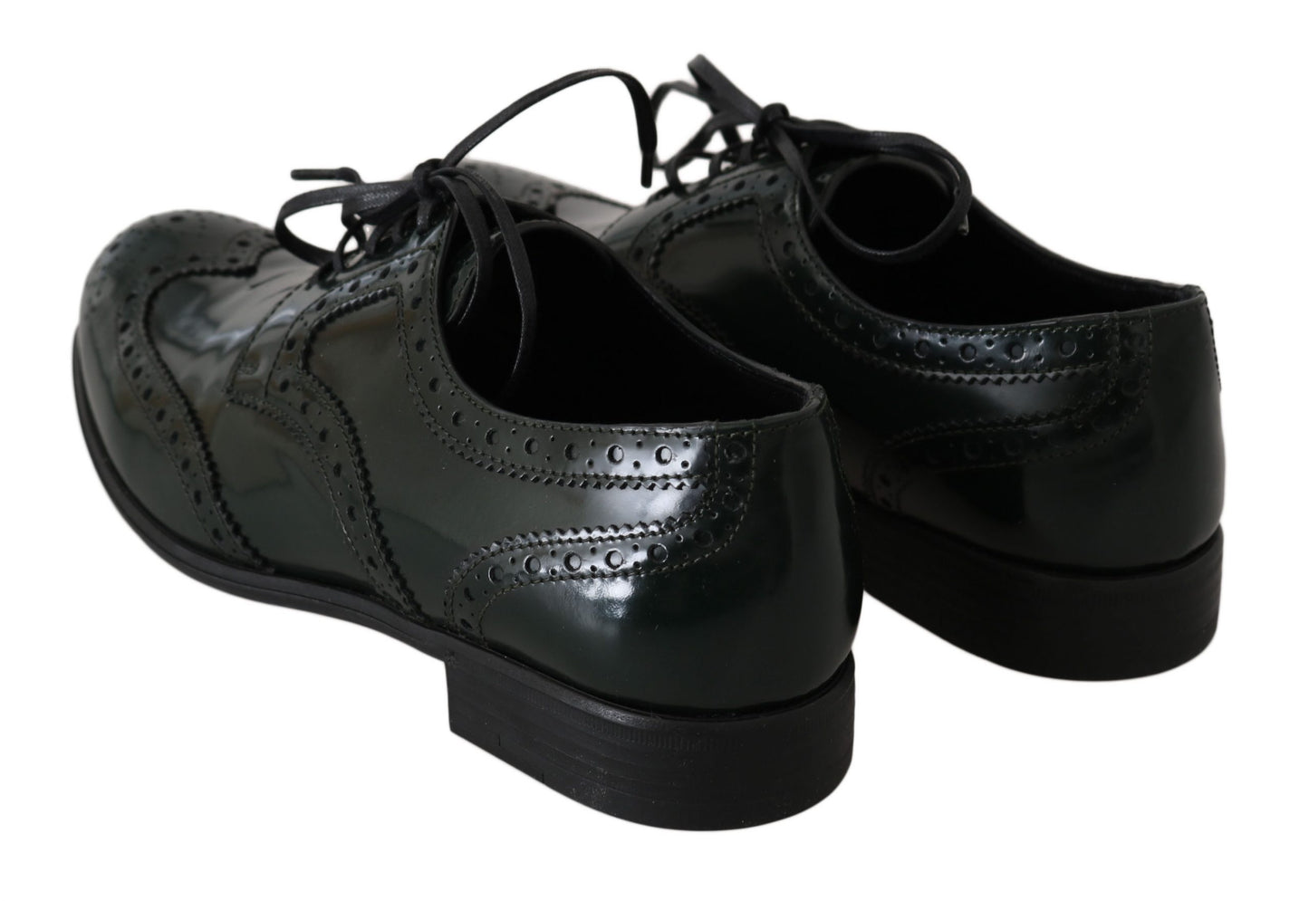 Dolce &amp; Gabbana Eleganckie Zielone Brogues Oxford Wingtip Flats