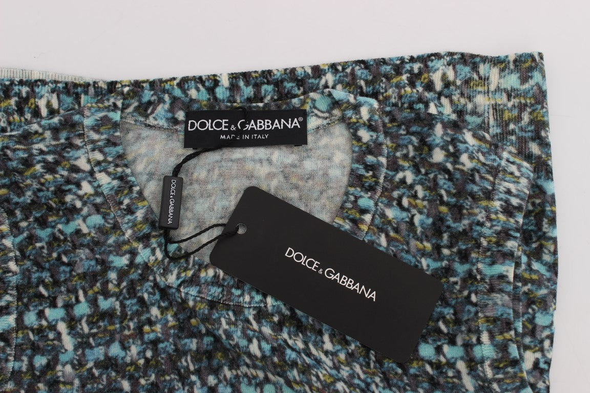 Dolce &amp; Gabbana Elegancka niebieska wełniana kamizelka z kapturem