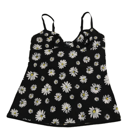 Dolce &amp; Gabbana Elegancka Czarna Sukienka Halka Z Koronki Kwiatowej Daisy