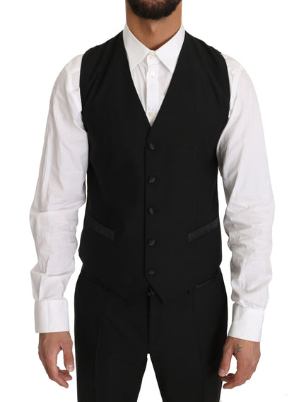 Dolce &amp; Gabbana Elegancka Czarna Kamizelka Formalna Slim Fit